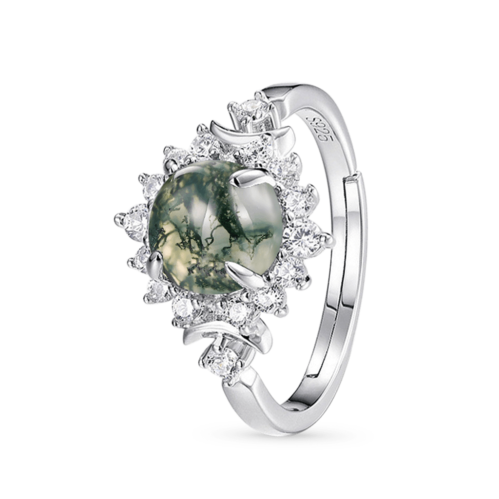 Green Moss Agate Adjustable Ring image number 0