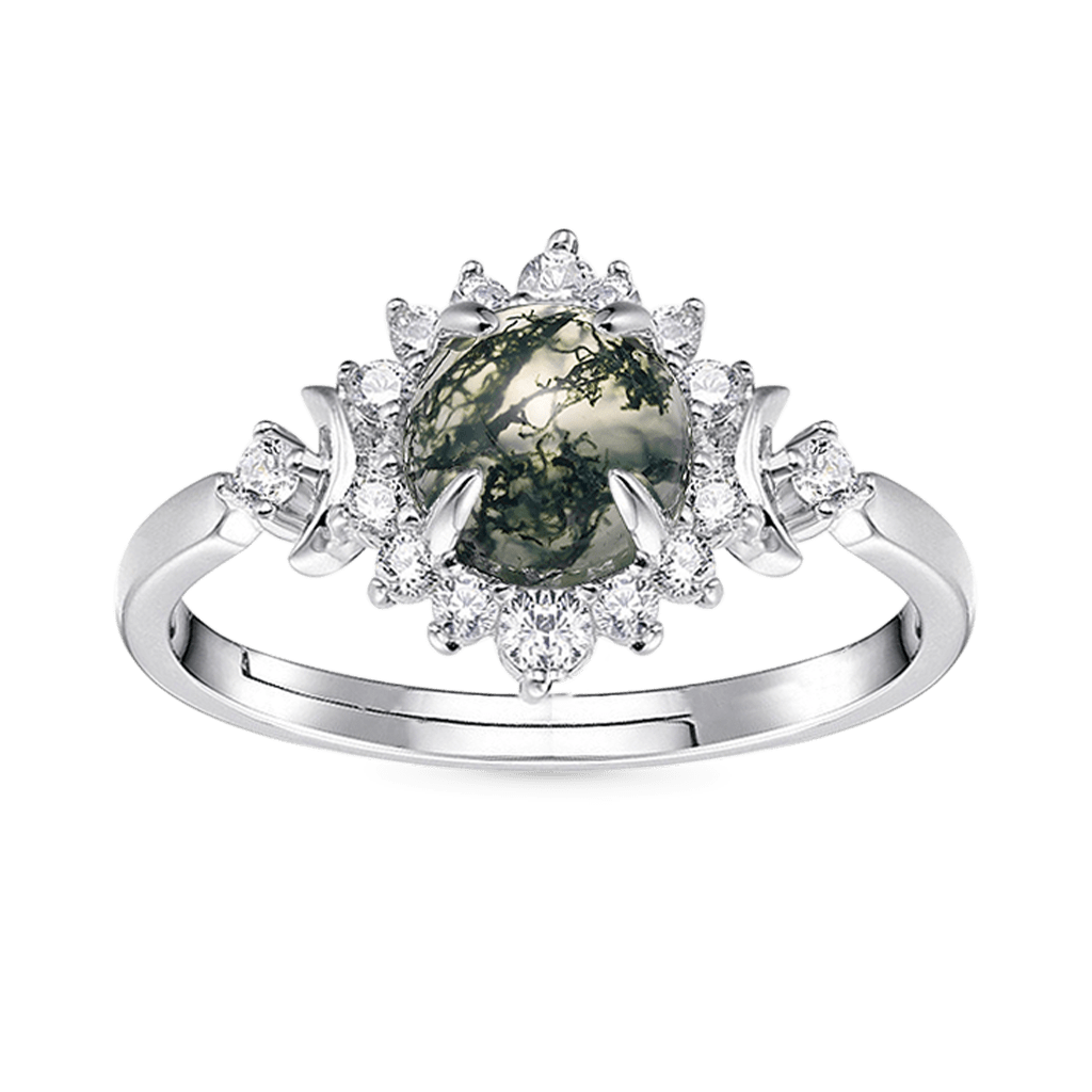 Green Moss Agate Adjustable Ring image number 1