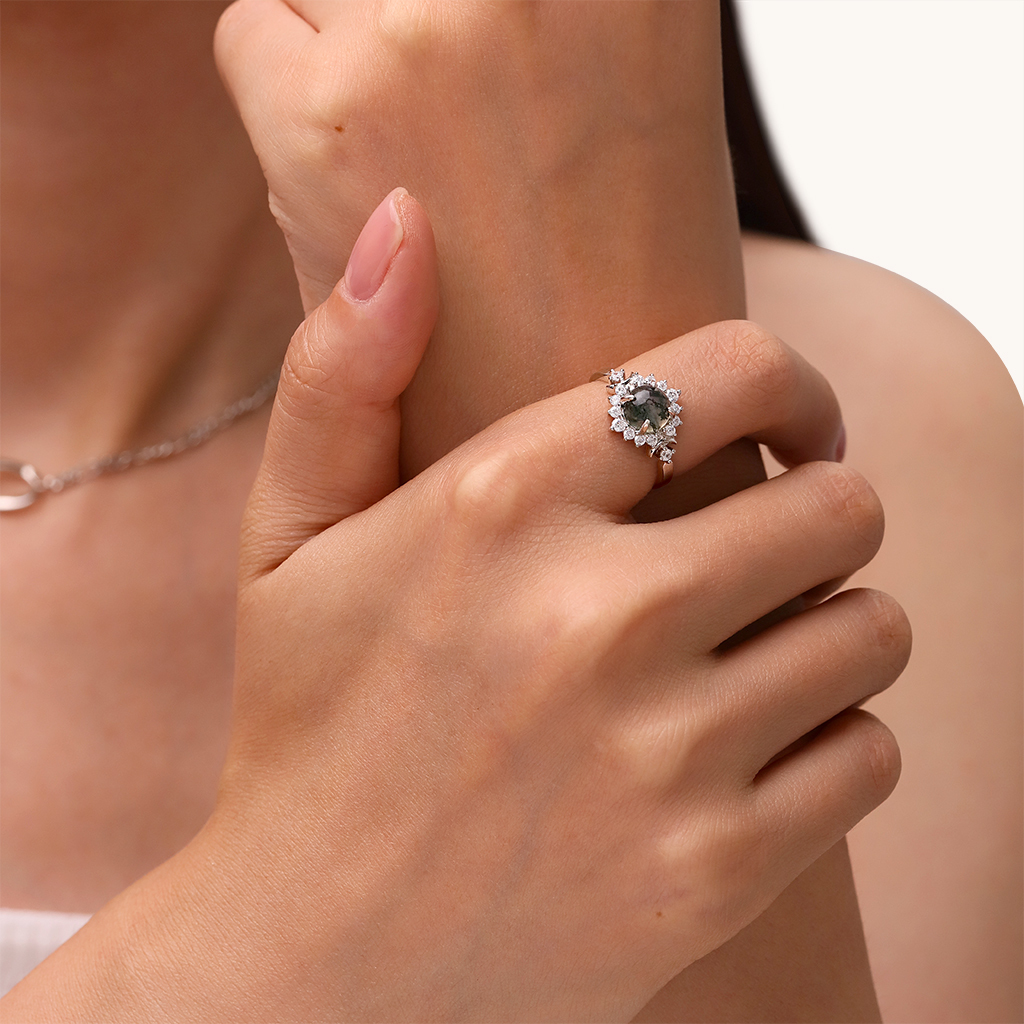 Green Moss Agate Adjustable Ring image number 3