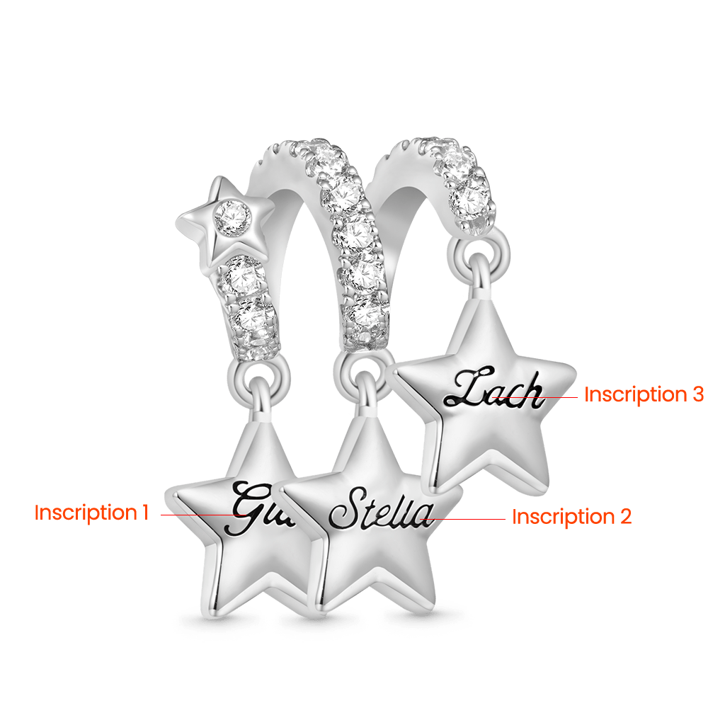 Engravable Stars Three Birthstone Pendant image number 2