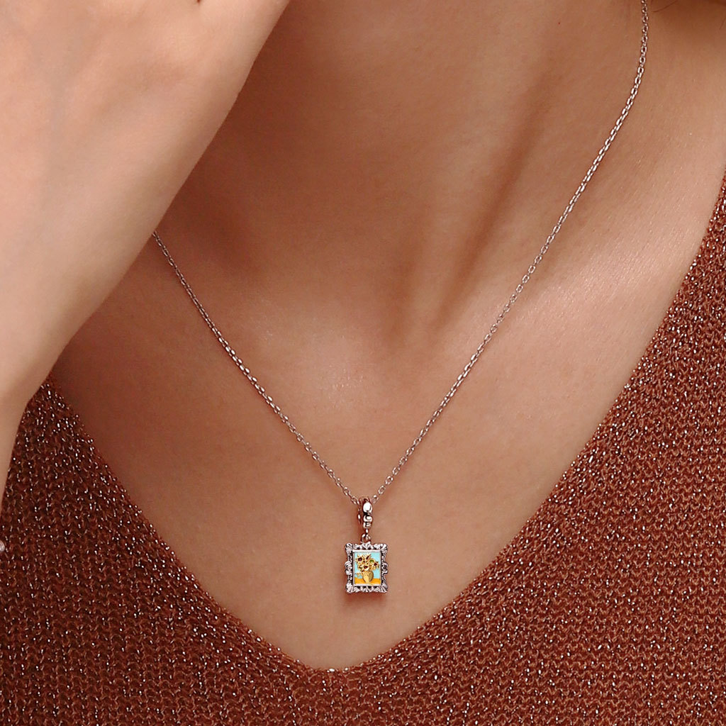 Van Gogh Sunflowers Frame Pendant image number 4