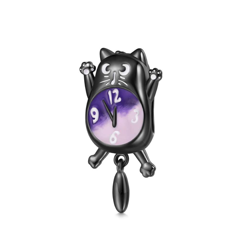 Halloween Black Cat Clock Charm image number 1