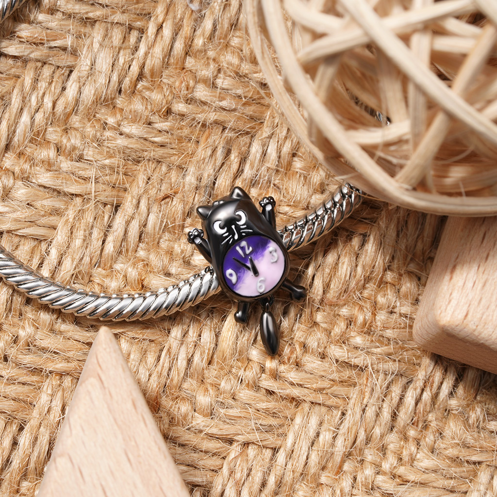 Halloween Black Cat Clock Charm image number 3