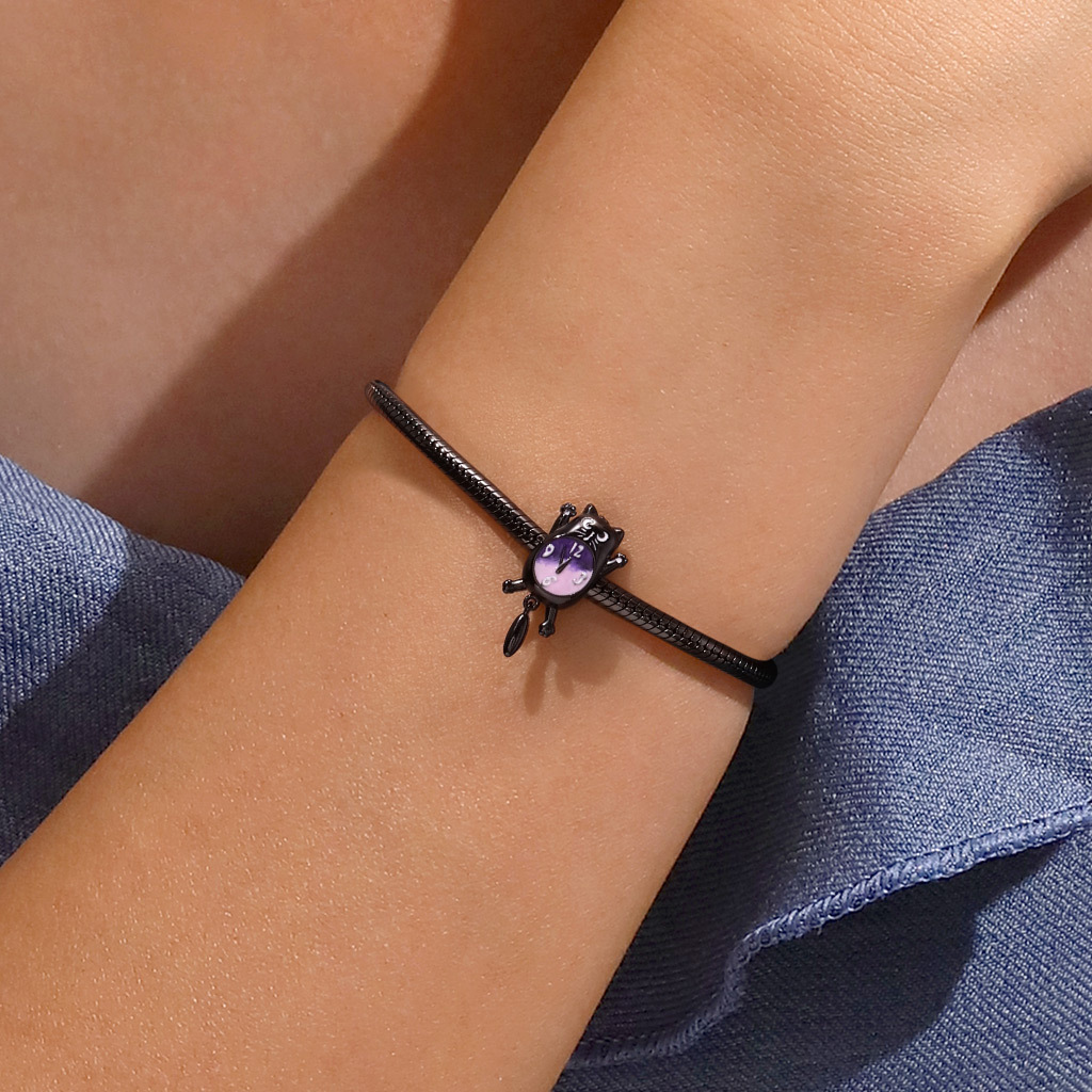 Halloween Black Cat Clock Charm image number 5