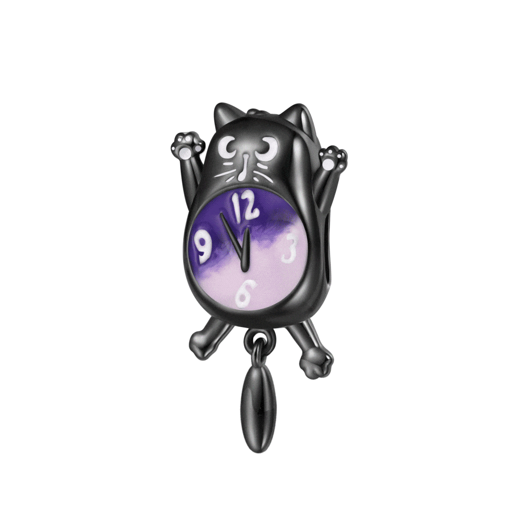 Halloween Black Cat Clock Charm image number 0