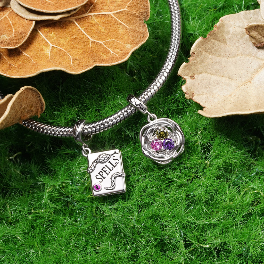 Bird's Nest Three Eggs Birthstone Pendant image number 3