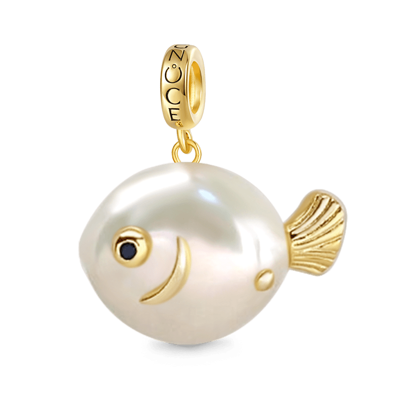 White Pearl Fish Pendant image number 0