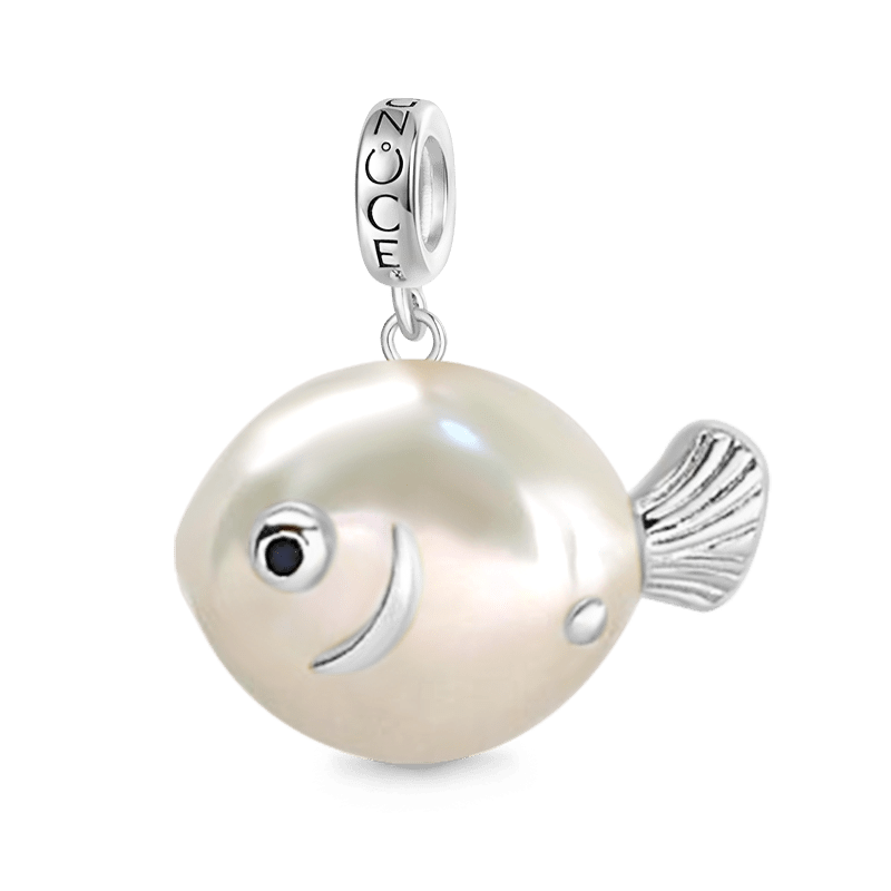 White Pearl Fish Pendant image number 0