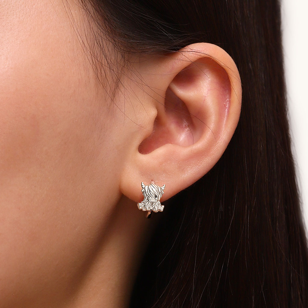 Highland Cow Hoop Stud Earrings image number 4
