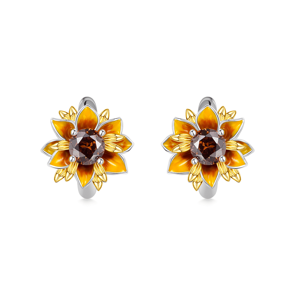 Sunflower Hoop Earrings image number 0