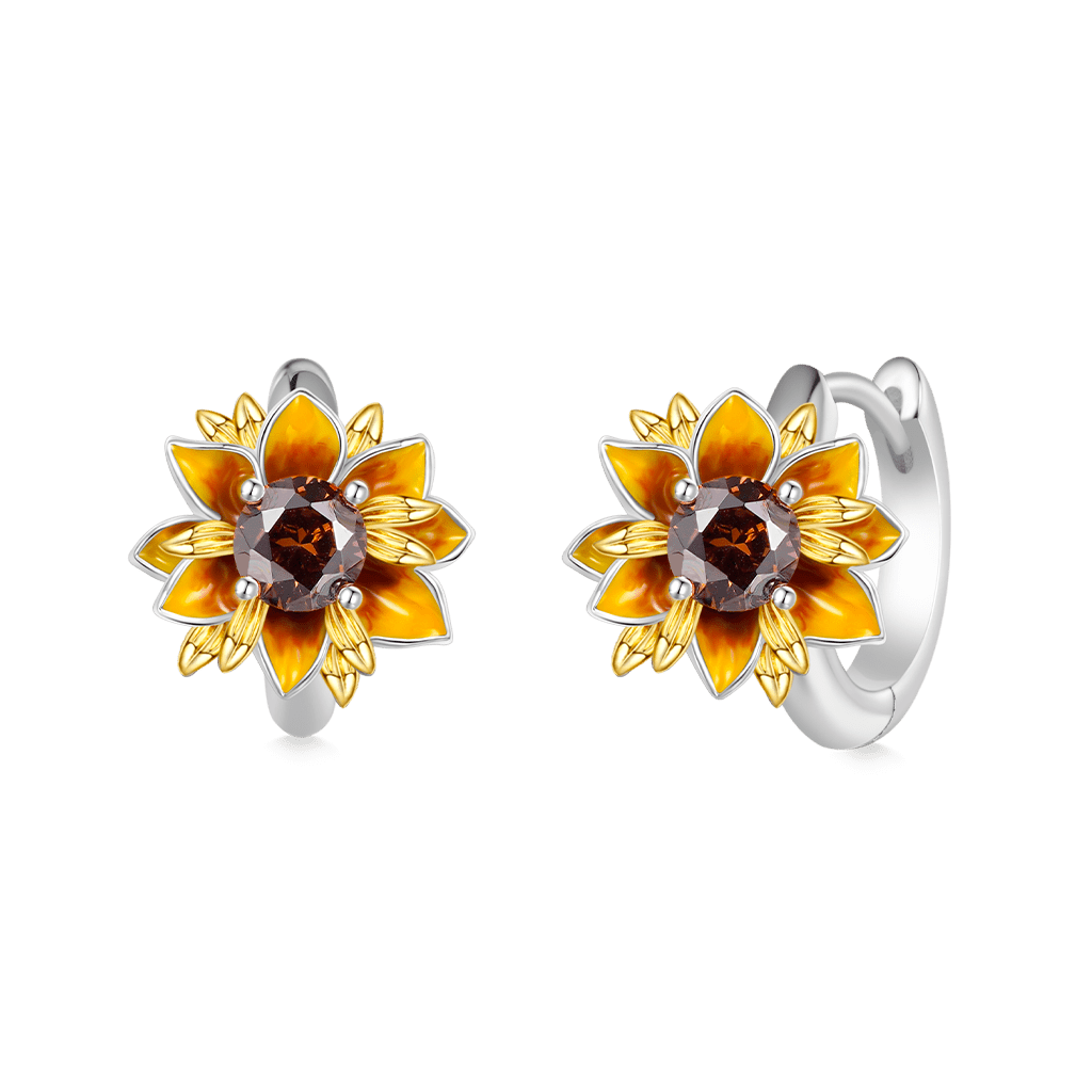 Sunflower Hoop Earrings image number 1