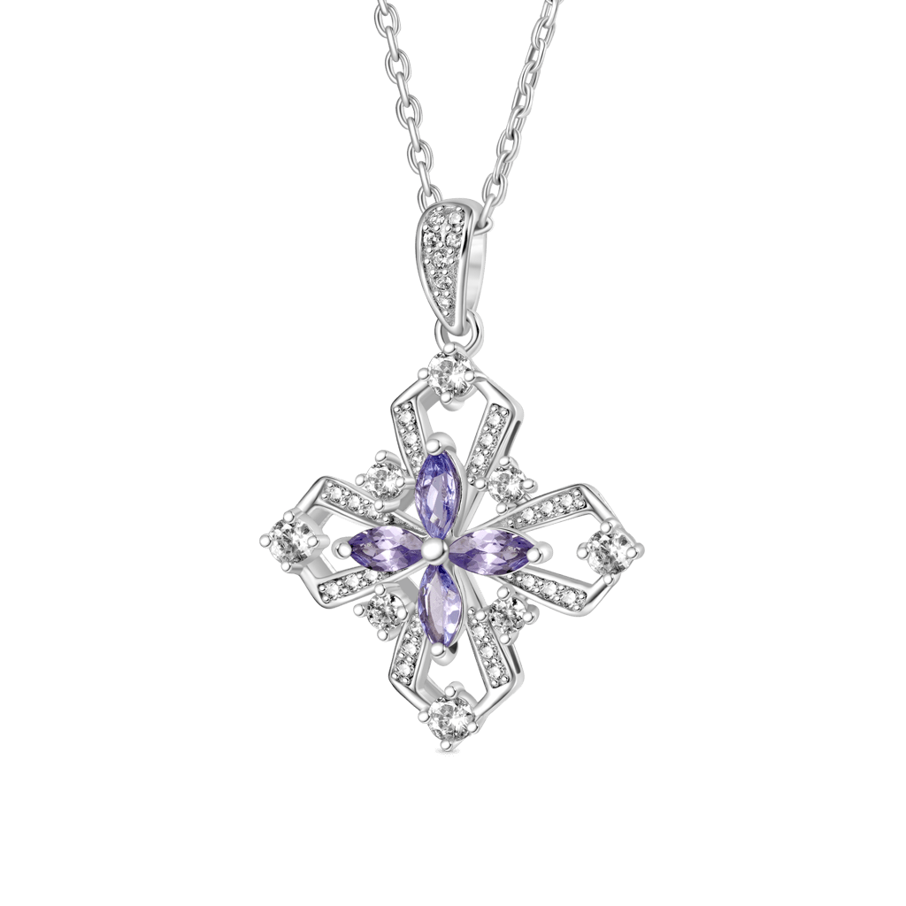 Oval-cut Tanzanite Flower Necklace image number 0
