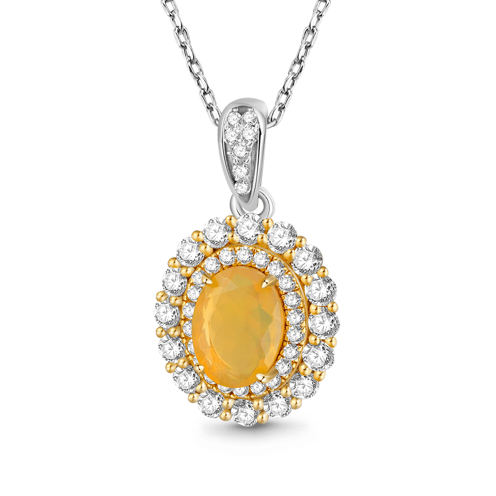 Oval-cut Citrine Opal Necklace image number 0