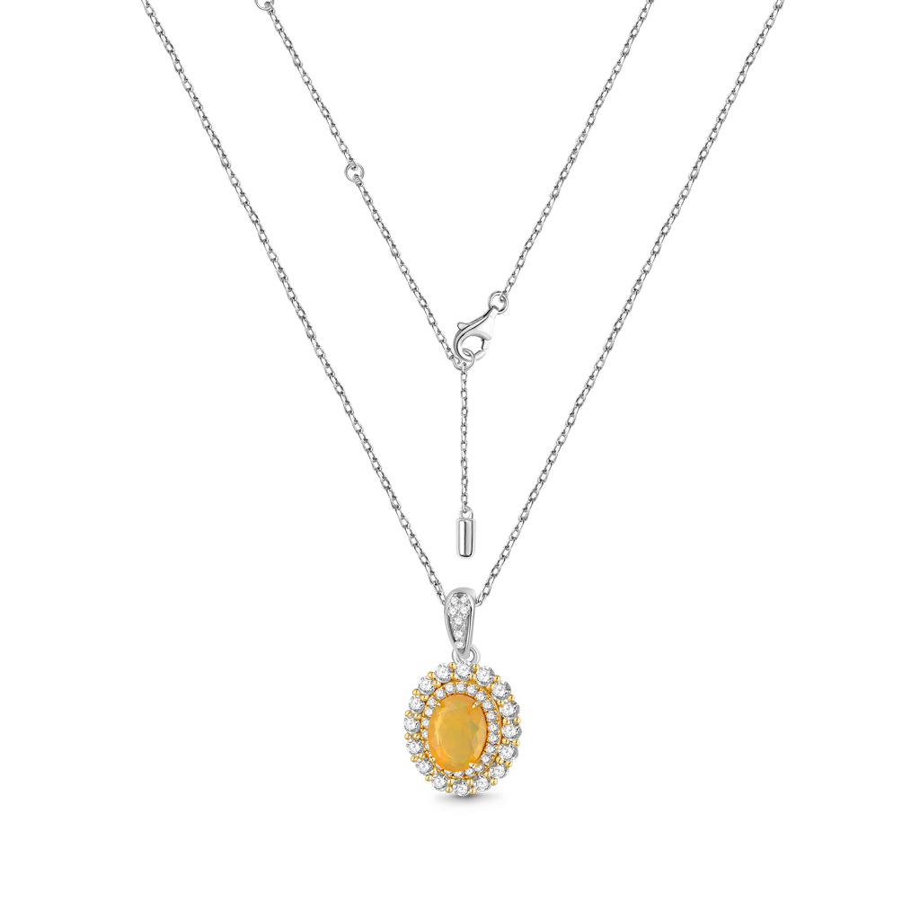 Oval-cut Citrine Opal Necklace image number 2