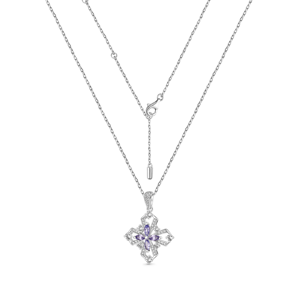 Oval-cut Tanzanite Flower Necklace image number 2