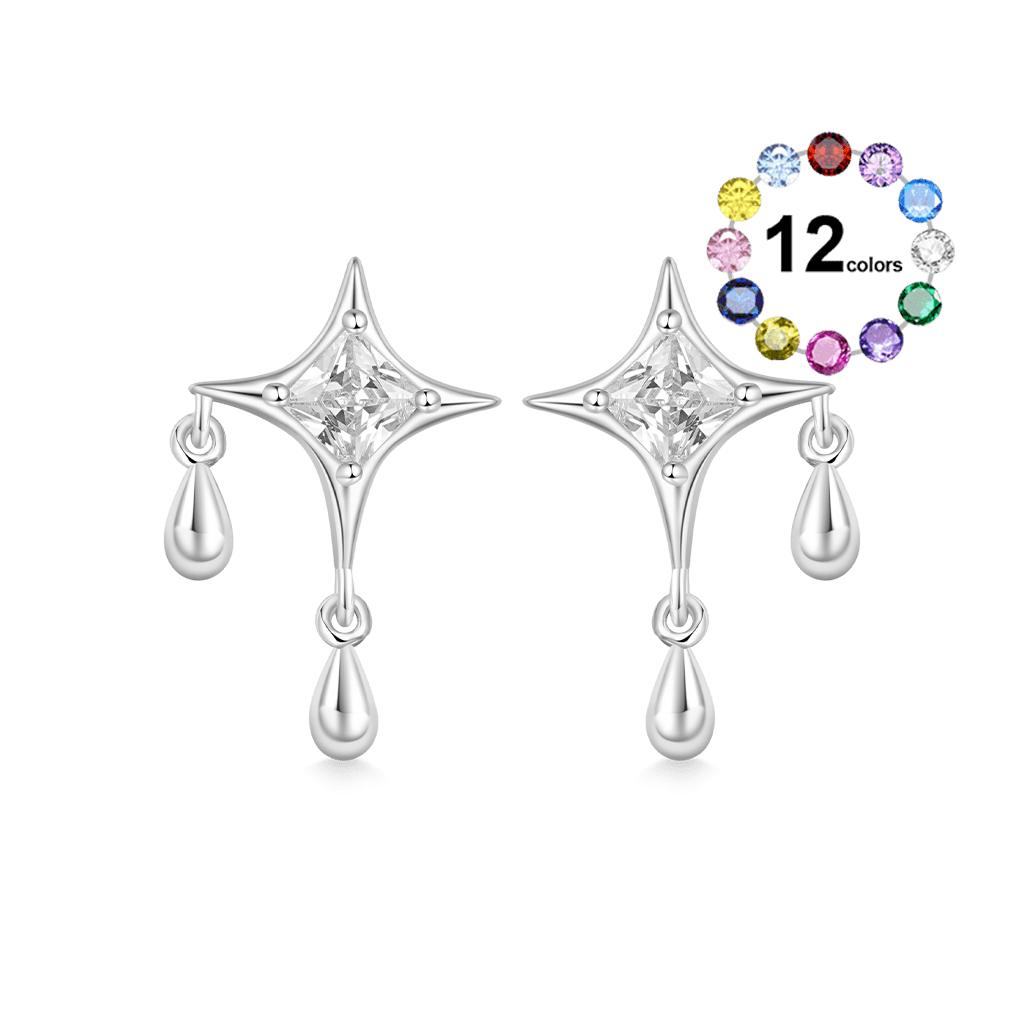 Cz Dripping Star Stud Earrings image number 0