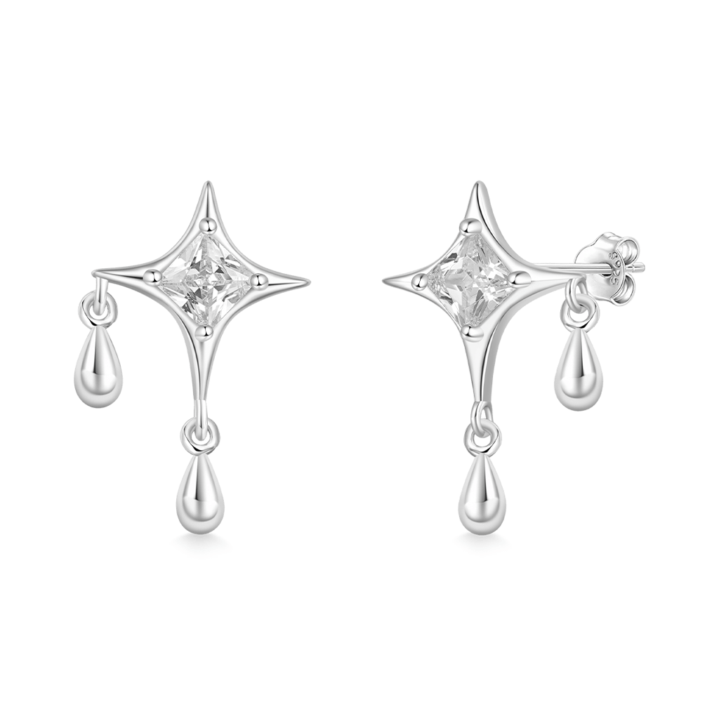 Cz Dripping Star Stud Earrings image number 1