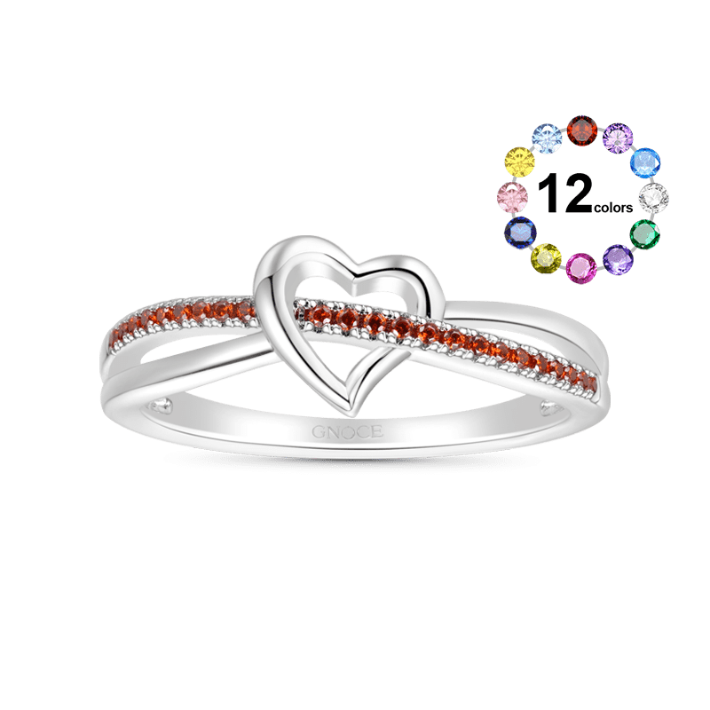 Simple Heart Birthstone Ring image number 0