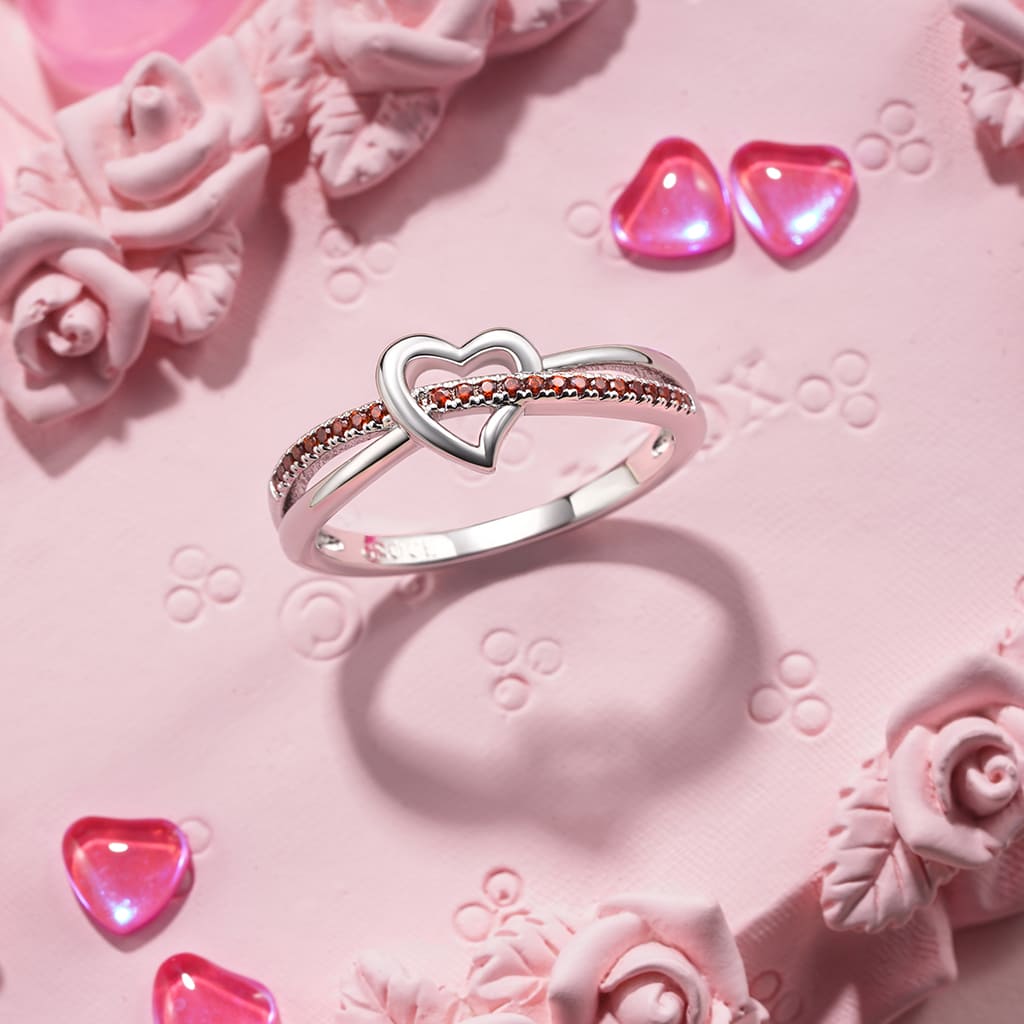 Simple Heart Birthstone Ring image number 2