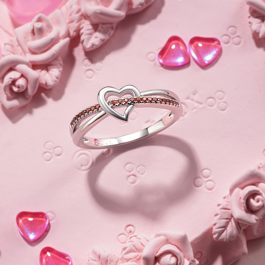 Simple Heart Birthstone Ring image number 2