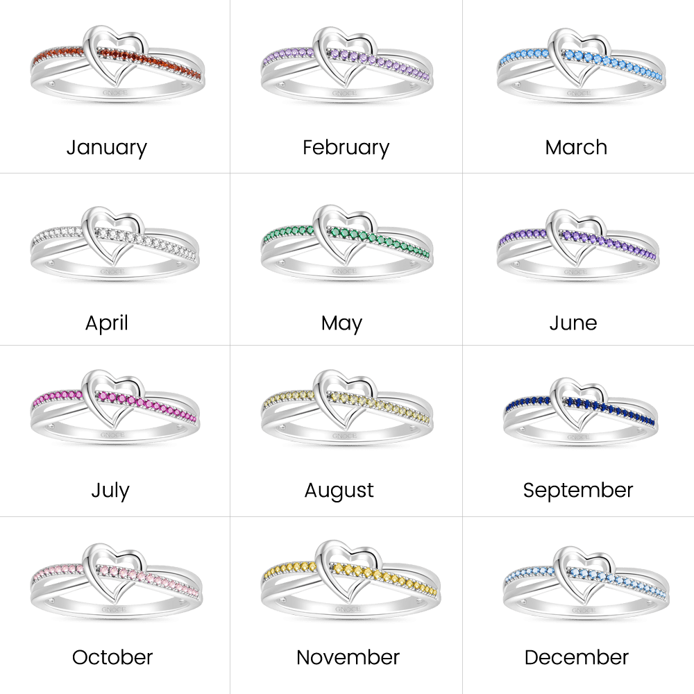 Simple Heart Birthstone Ring image number 3