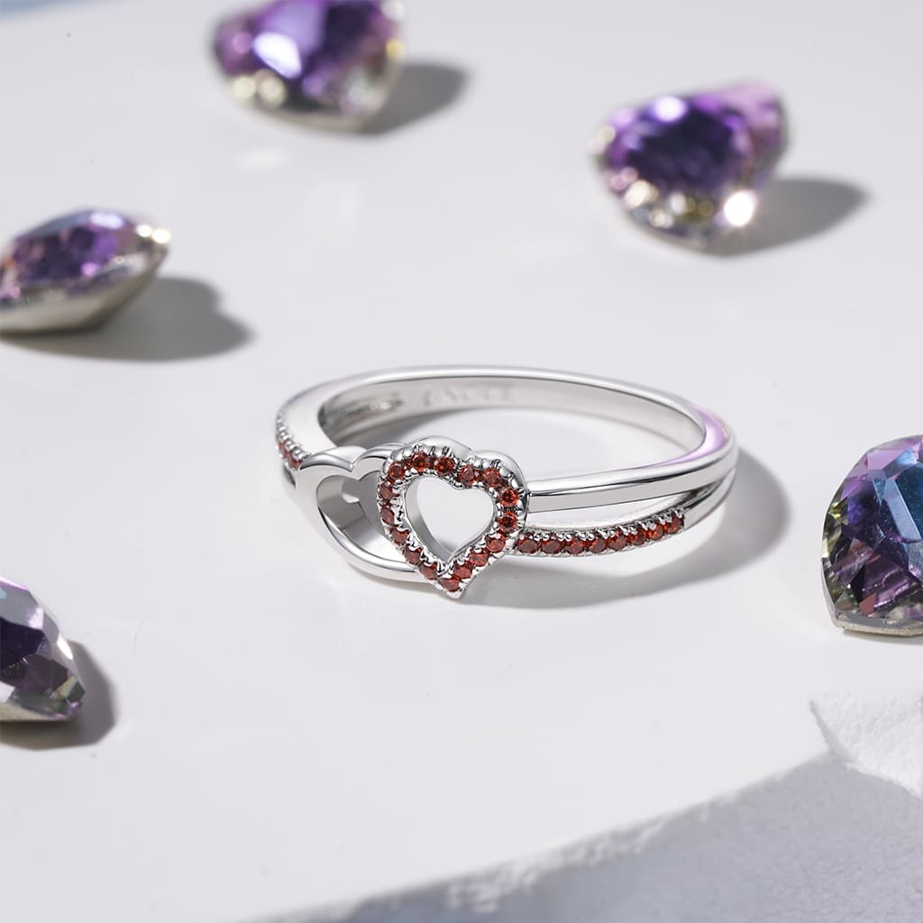 Two Hearts CZ Band Ring image number 4