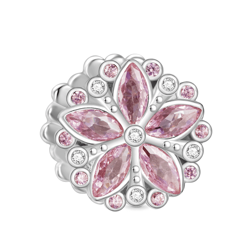 Pink Gemstone Flower Charm image number 1