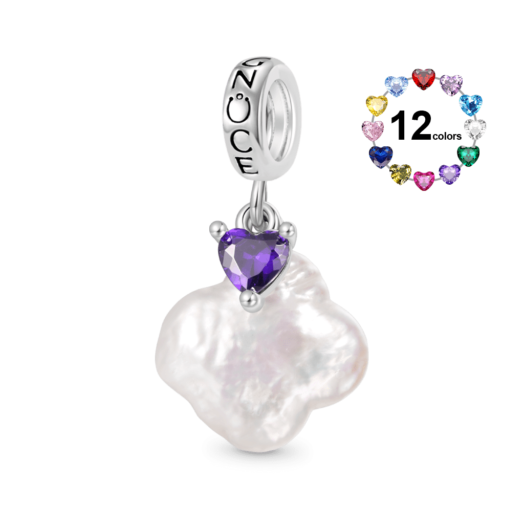 Four-leaf Clover Pearl Birthstone Pendant image number 0