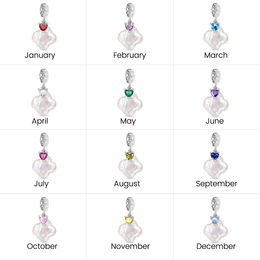 Four-leaf Clover Pearl Birthstone Pendant image number 6
