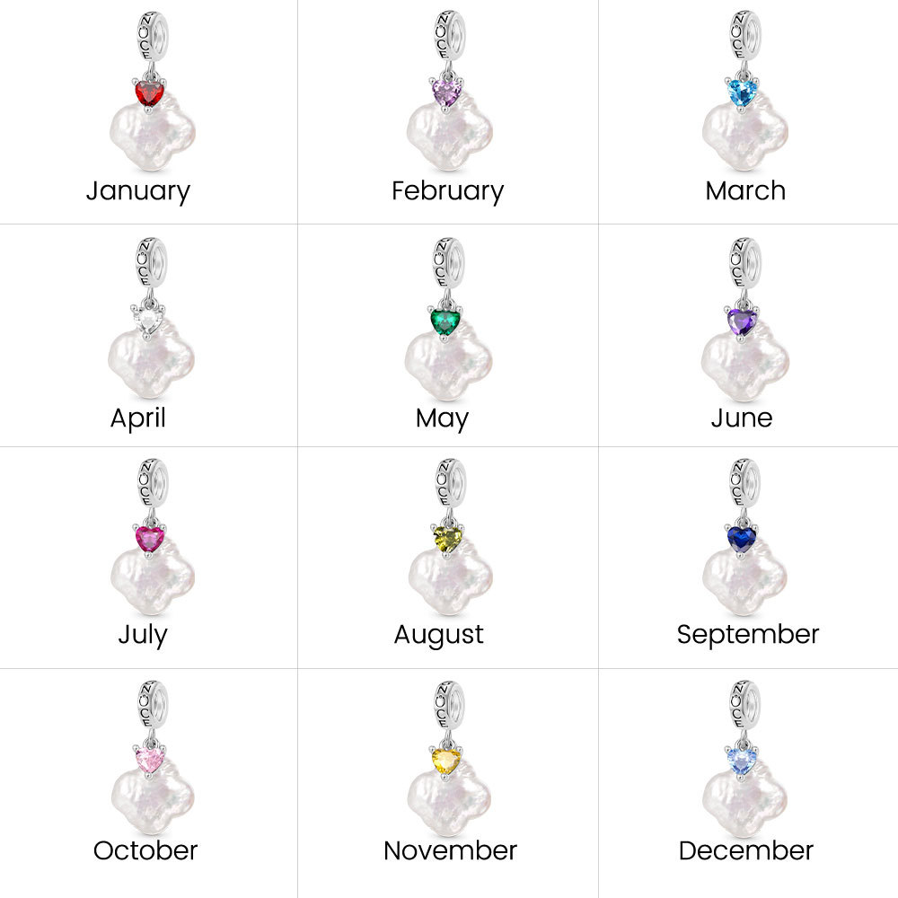 Four-leaf Clover Pearl Birthstone Pendant image number 6