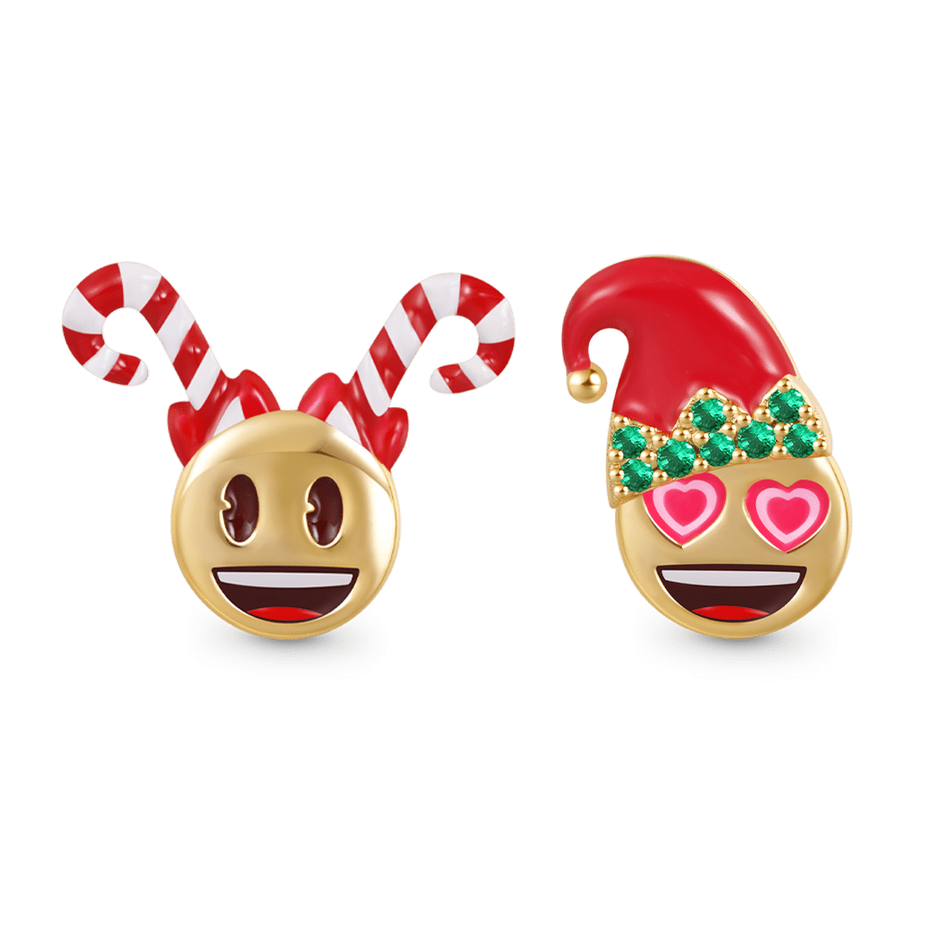 emoji Smiling Face Heart-Eyes Stud Earrings image number 0