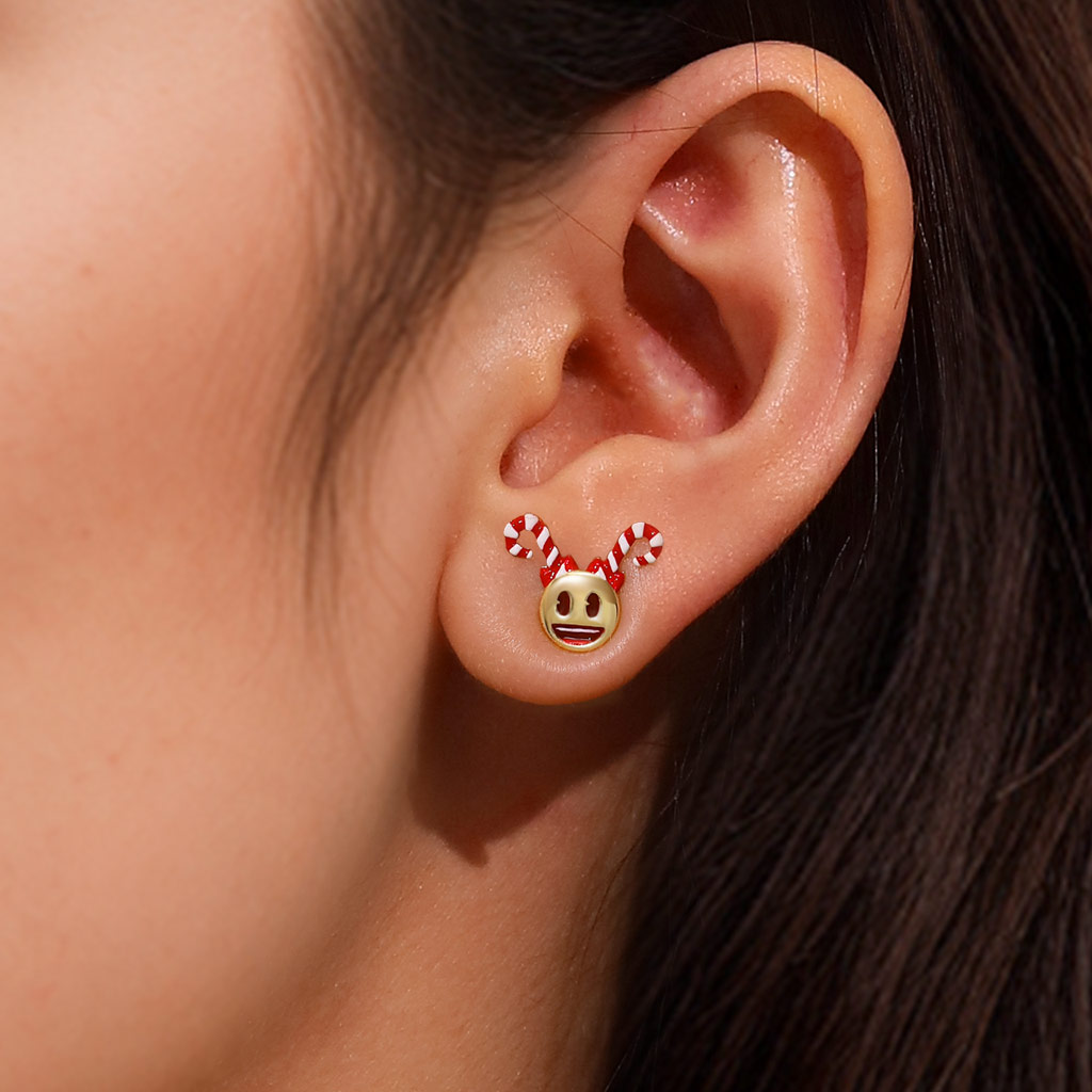 emoji Smiling Face Heart-Eyes Stud Earrings image number 5