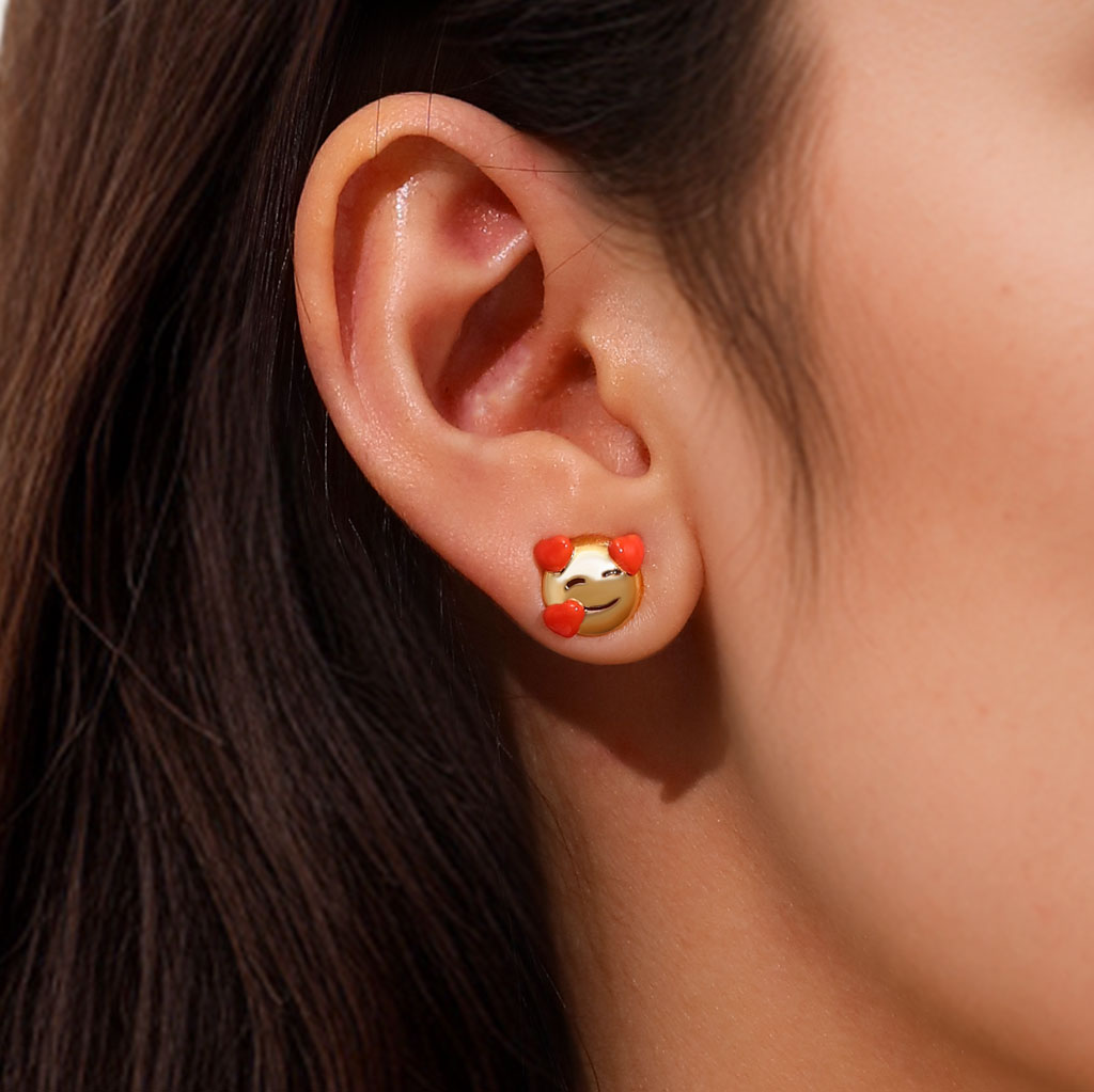 emoji Smiling Face Stud Earrings image number 4