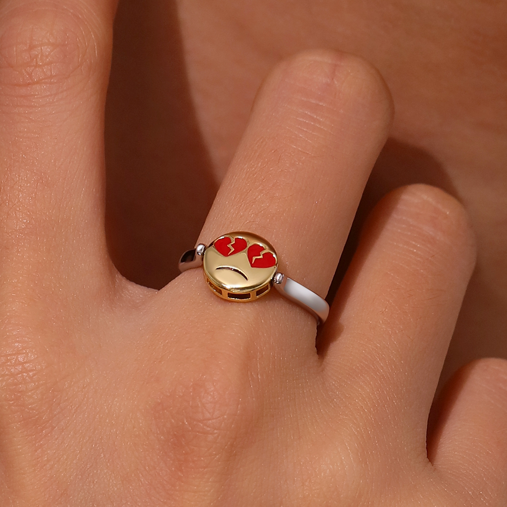 emoji Smiling Face Reversible to Sad Face Ring image number 6