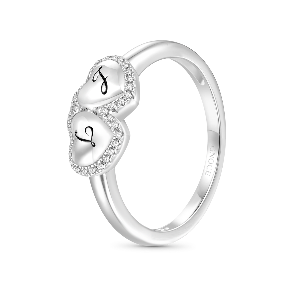 Engravable Two Hearts Band Ring image number 2