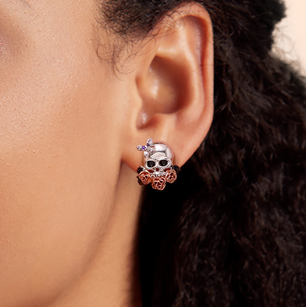 Skull Earrings with Flower image number 3