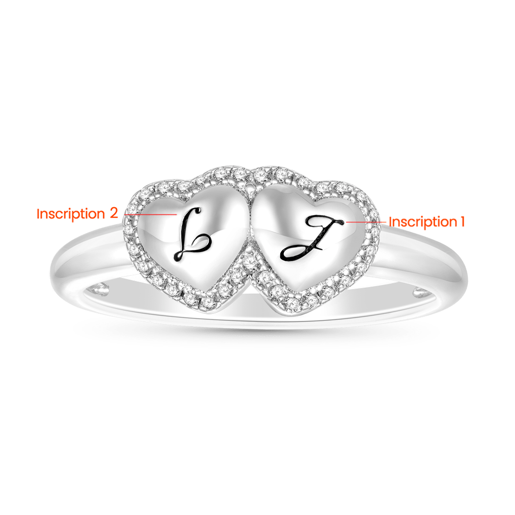 Engravable Two Hearts Band Ring image number 1