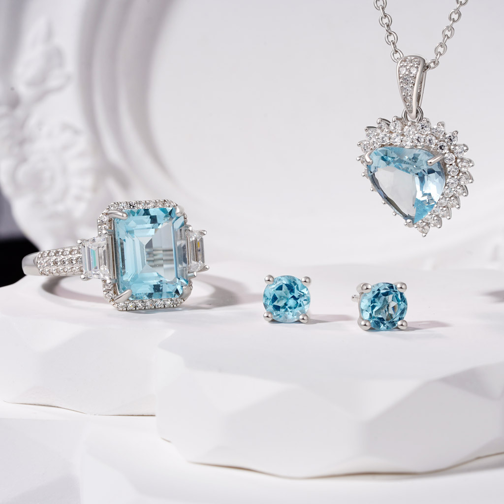Blue Topaz Heart Necklace image number 3