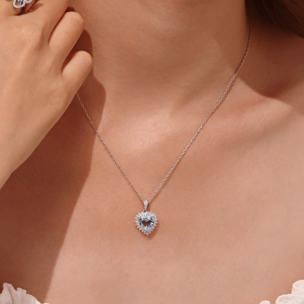 Blue Topaz Heart Necklace image number 5