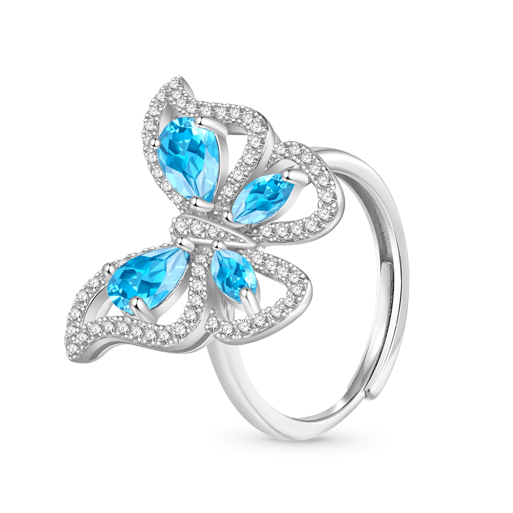 Blue Topaz Butterfly Ring image number 1