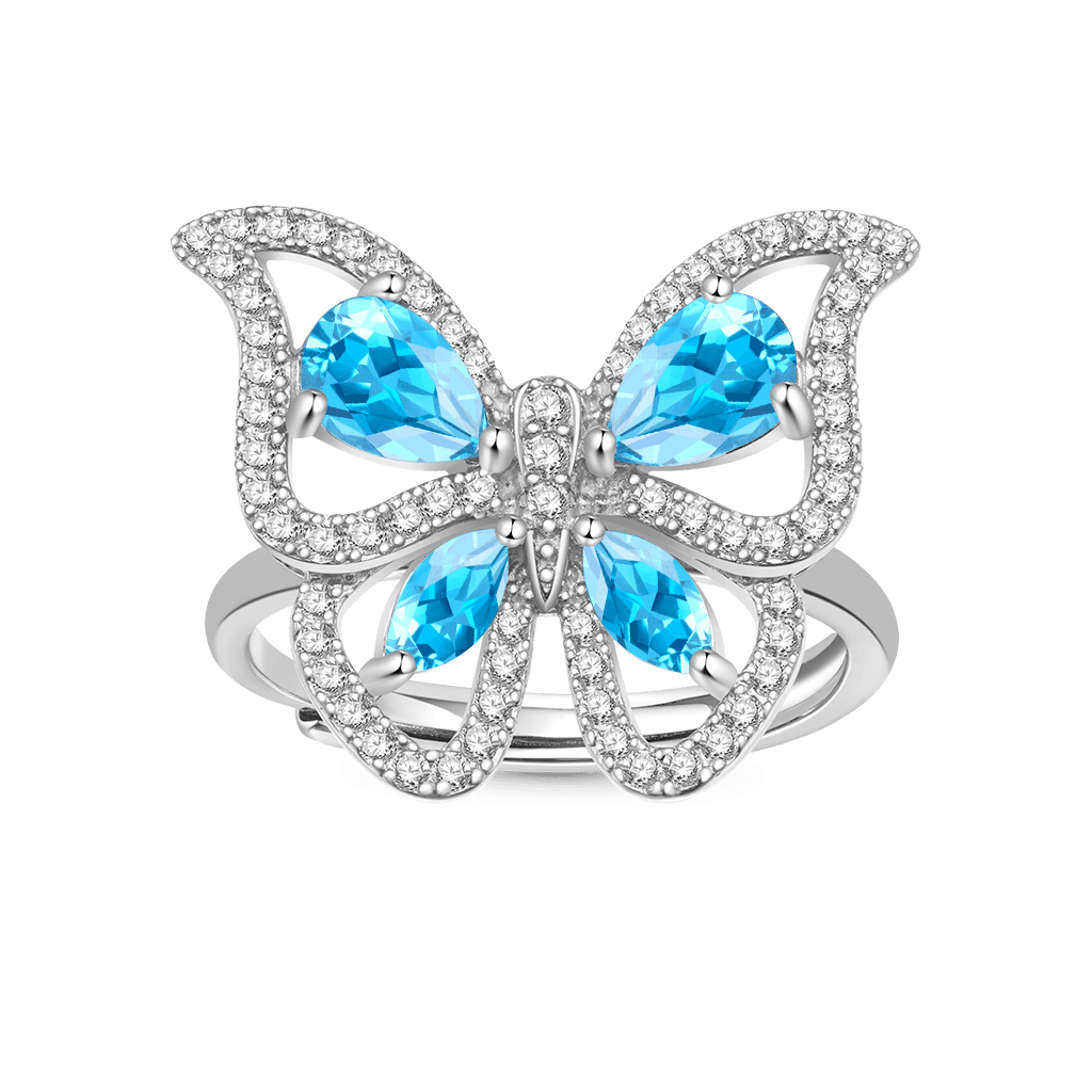 Blue Topaz Butterfly Ring image number 0