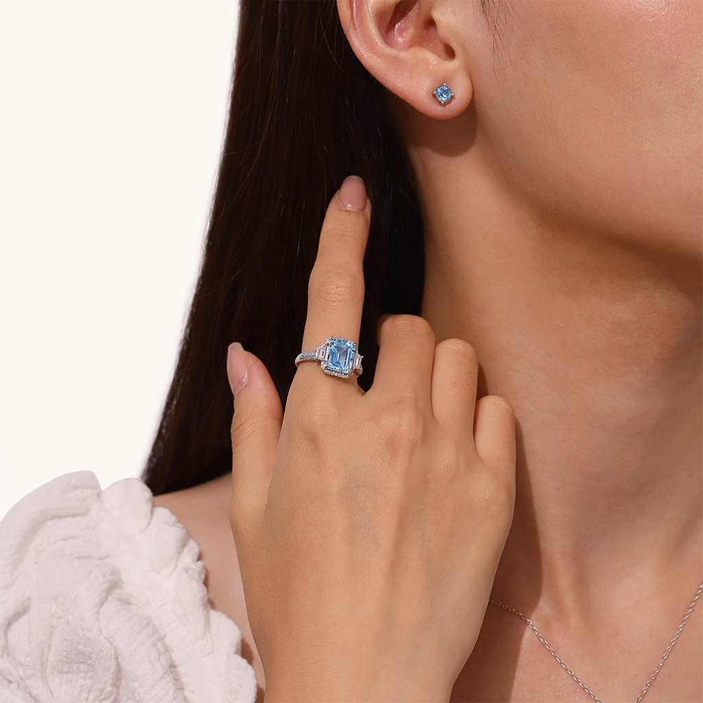 Blue Topaz Promise Rings image number 3