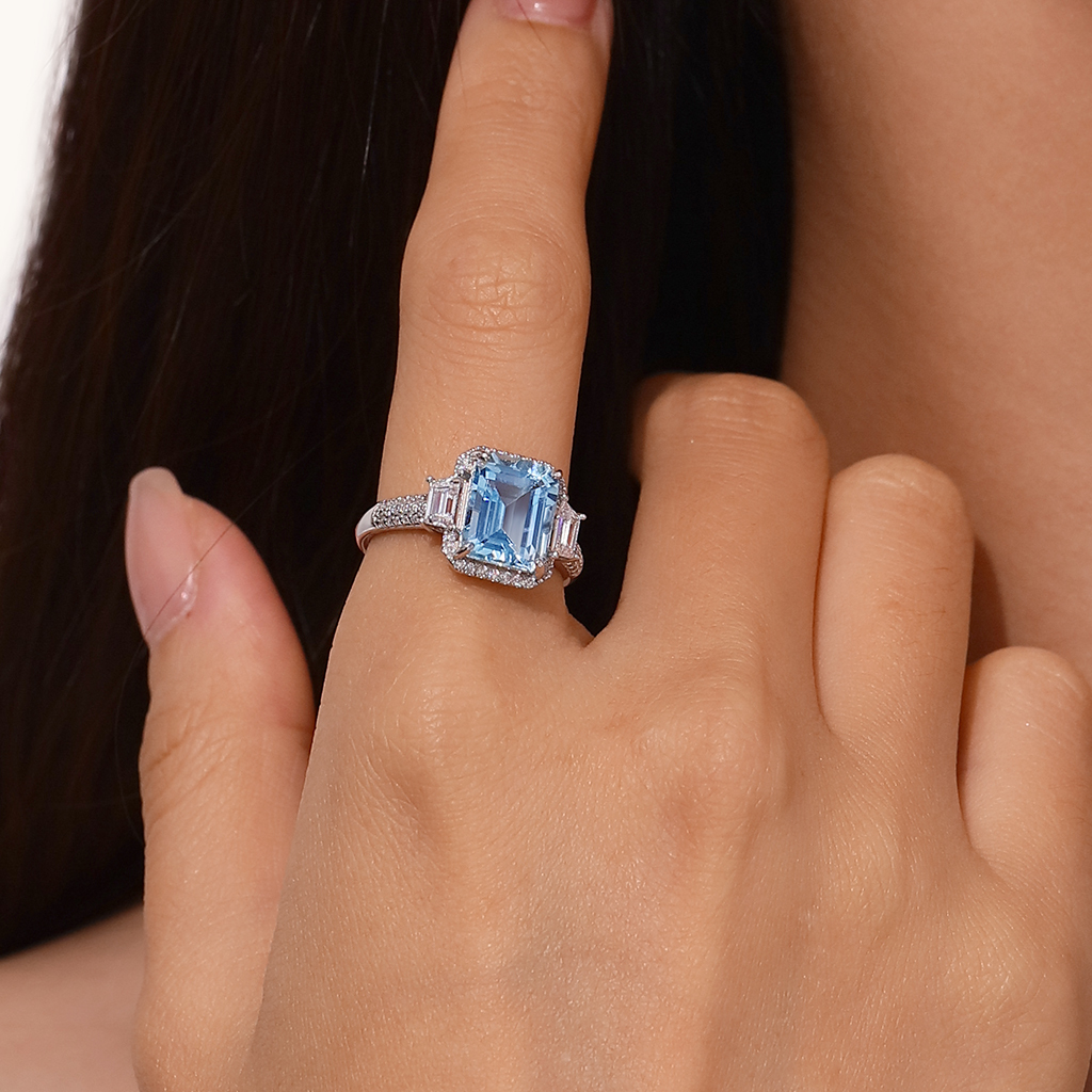 Blue Topaz Promise Rings image number 4