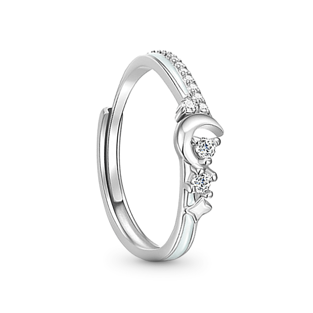 Glowing Band Moon Couple Rings image number 2