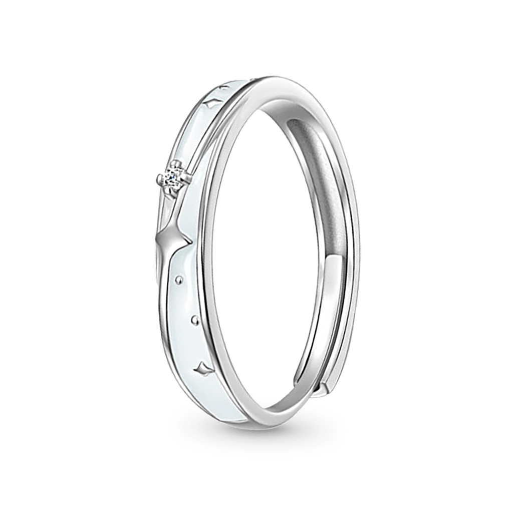 Glowing Band Moon Couple Rings image number 3