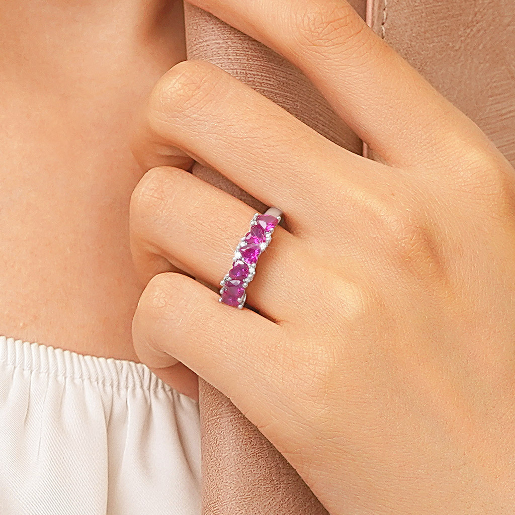 Heart Shape Pink Band Ring image number 4