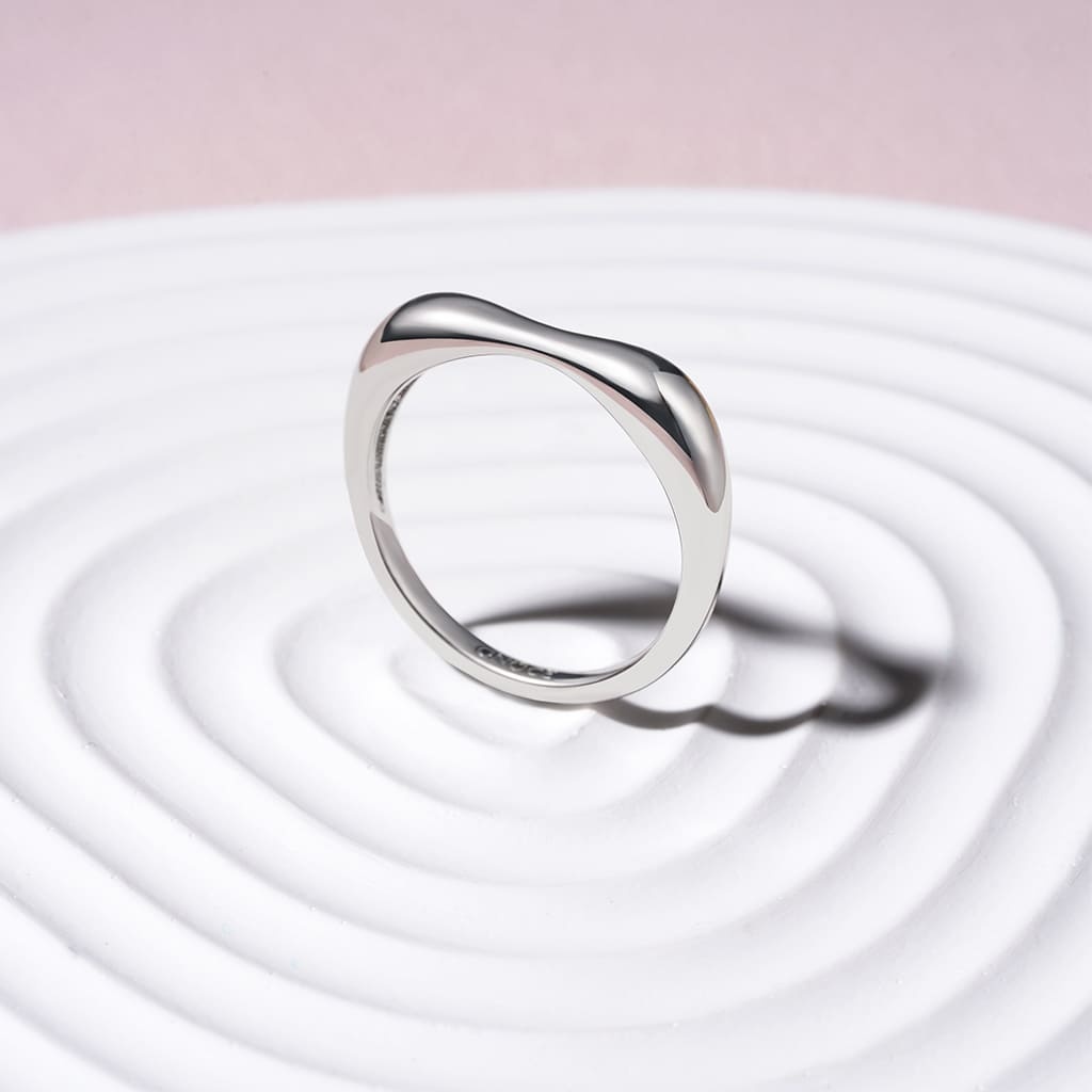 Curved Notched Band Ring image number 2