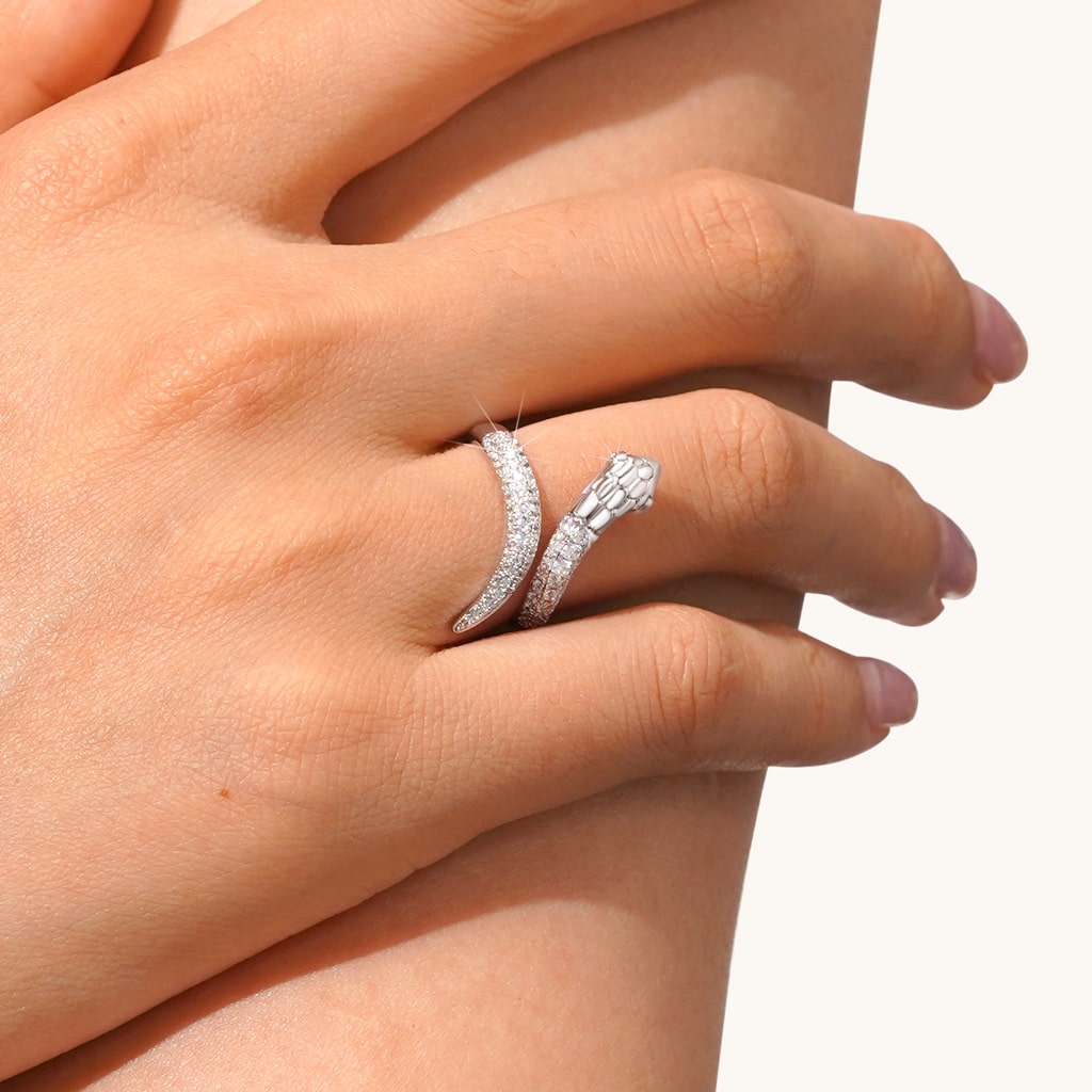 Pave White CZ Snake Ring image number 4