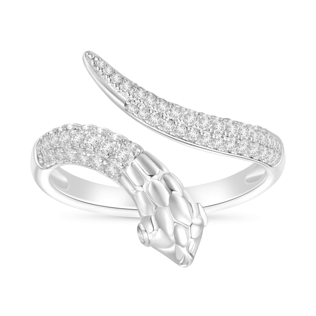 Pave White CZ Snake Ring image number 0