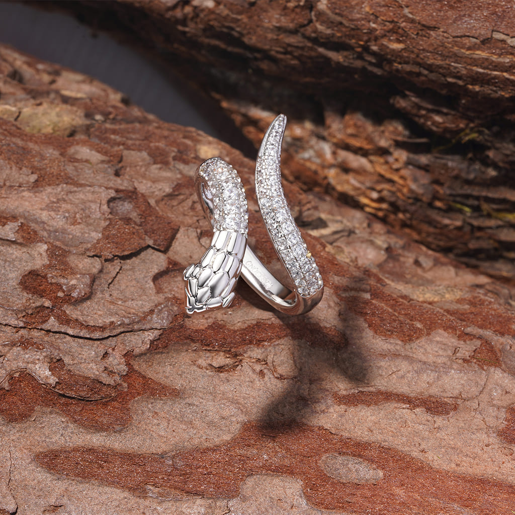 Pave White CZ Snake Ring image number 2